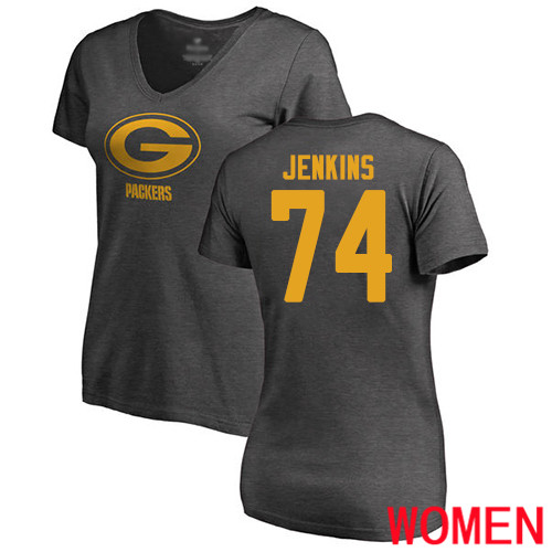 Green Bay Packers Ash Women #74 Jenkins Elgton One Color Nike NFL T Shirt